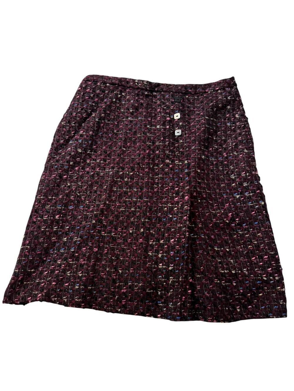Oscar De La Renta Wool Blend Knit Pencil Skirt Sz 12 Multicolor Tweed Luxury